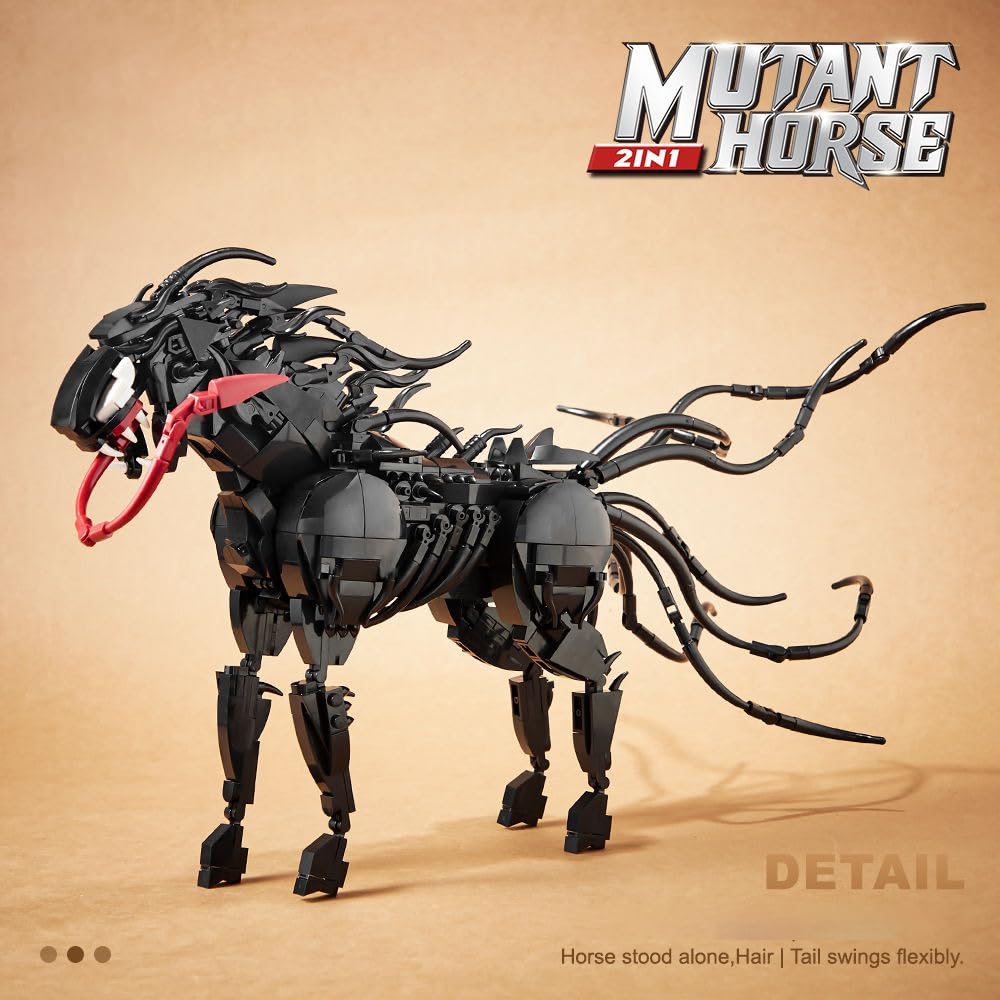 Xenomo Modell Bausteine Set, 998+ Klemmbausteine Mutiertes Pferd ModellBausatz Xenomo Mutant Horse Konstruktionsspielzeug Kompatibel mit Großen Marken