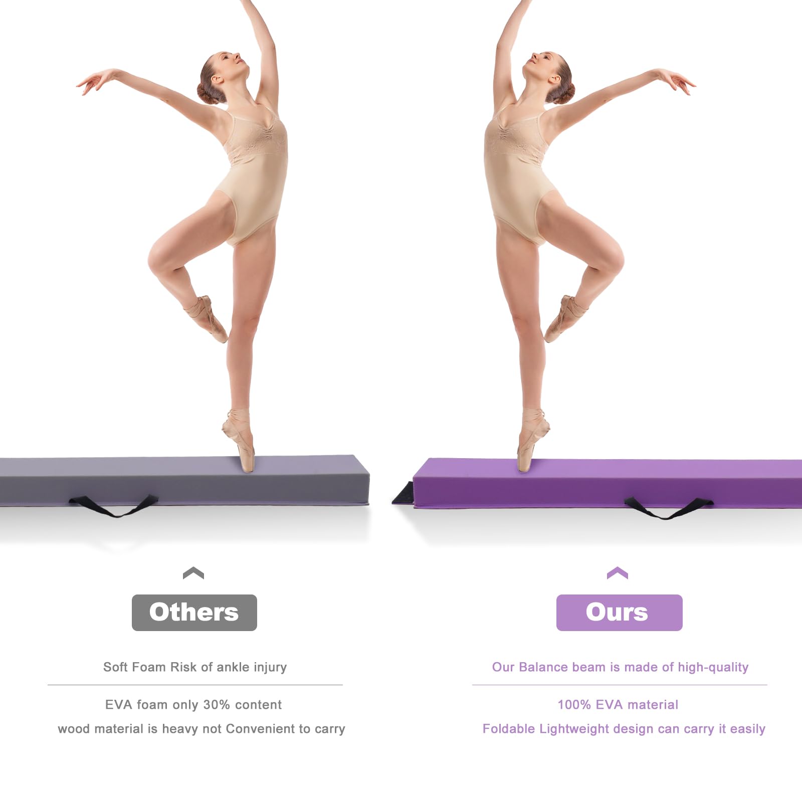 Trave ginnastica artistica per casa 240/270/300 cm PU pelle trave di equilibrio Base di Gomma antiscivolo, Fascio di Ginnastica per la Formazione, Pratica, Formazione Professionale per Bambini