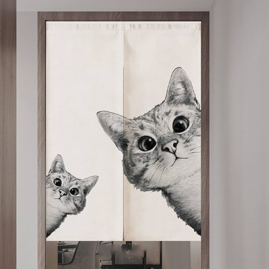 Amazon｜のれん ロング 猫 カラー のれん 猫柄 間仕切り 厚手