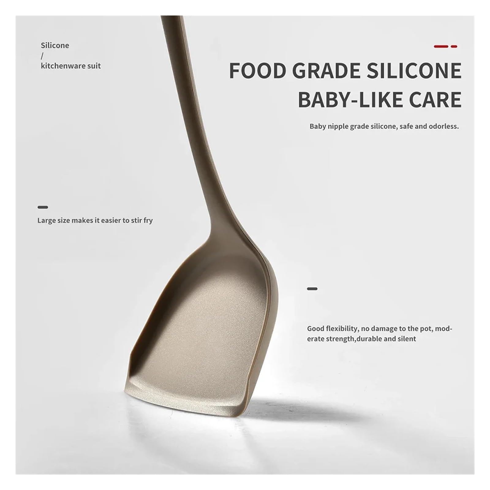Set d'ustensiles de cuisine en silicone Ustensiles de cuisine en Silicone kaki qualité alimentaire, ustensiles, spatule tournante, cuillère à soupe, pratique 15 pièces(Khaki)