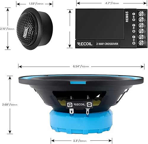 Miniatura 6 de RECOIL Sistema de altavoces de componentes de audio para automóvil REM65 Echo Series de 6.5 pulgadas