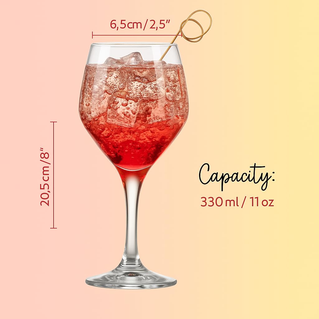 Verres à Vin Colorés Lot de 6 (11oz/330ml), Verre à Champagne, Cocktail, Martini, Coupé, Verres Aperol Spritz, Verrerie à Longue Tige