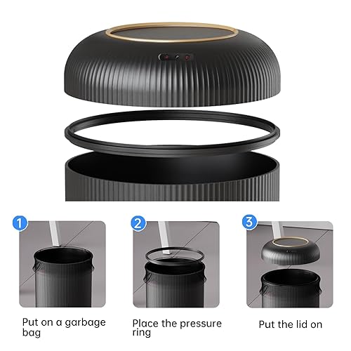 Miniatura 2 de URALFA Cubo de basura automático con sensor de movimiento con tapa, 3 galones  11 L, cubo de basura automático sin contacto, cubo de basura de