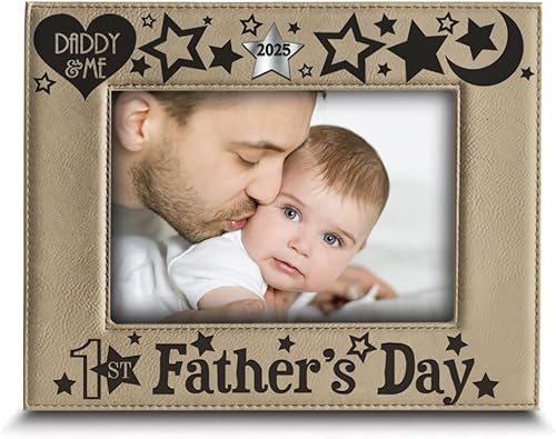 Miniatura 7 de BELLA BUSTA - Marco de fotos para el primer día del padre, cuero para papá y yo, regalo para papá y bebé (vertical de 5 x 7 pulgadas)