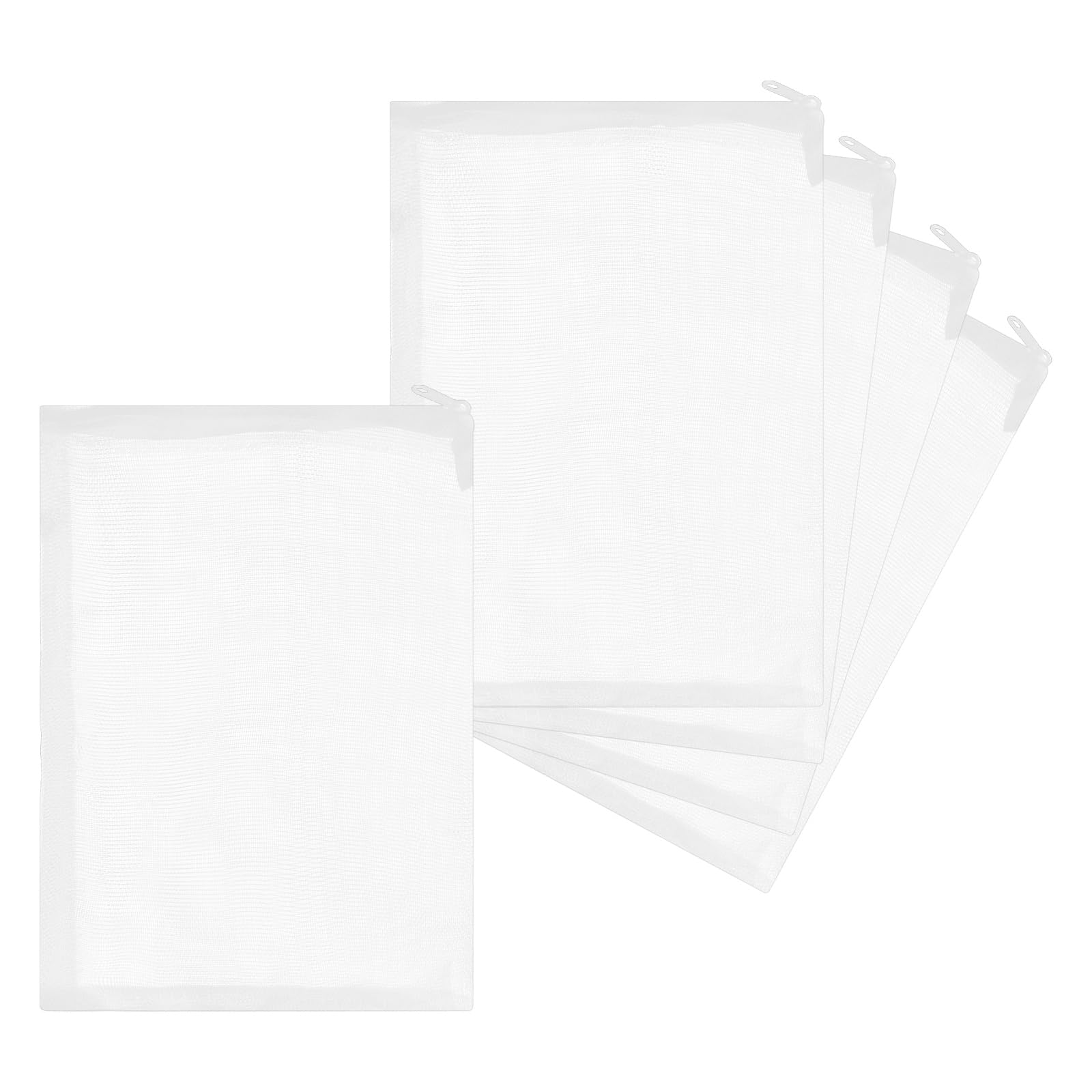 sourcing map 5Pcs 40 μm Zipper Filter Bag, 22 x 33cm Nylon Mesh Filter Bags Sock Reusable for Aquarium Fish Tank Canister Sump