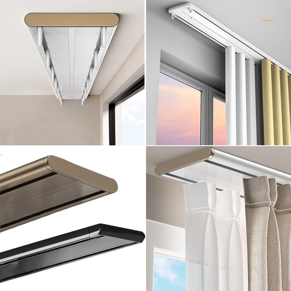 Heavy Du - Soporte de techo de doble riel deslizante para sala de estar y dormitorio, divisor de habitación versátil, 100 cm, 500 cm, aluminio blanco (140 cm)