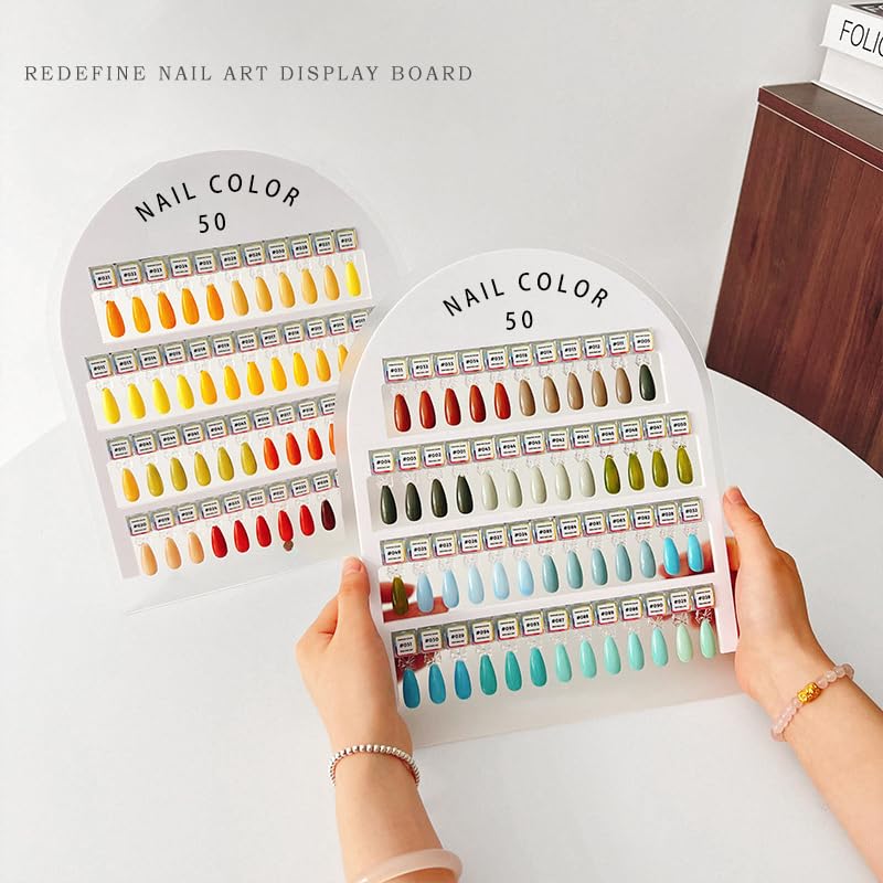 Acycoin2A 50 Colors Magnetic Detachable Nail Color Testing Plate Stand Visible Acrylic Nail Polish Dip Powder Color Display Board Nail Art UV Oil Glue Showing Tools