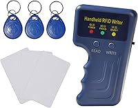 GEEOT 125kHz Handheld RFID Card Reader Writer Copier for ID HID AWID Cards + 5 T5577 Key Fobs