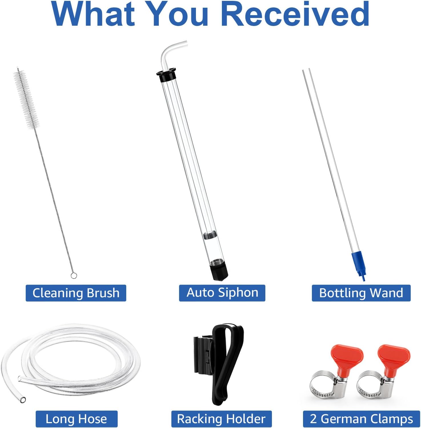 Auto Siphon Homebrew with Bottling Wand 14" Racking Siphon Wine Transfer Pump with Food-Grade Transfer Hose and Clamps, Siphoning Kit for Wine, Beer, Mead - Beer Brewing Equipment