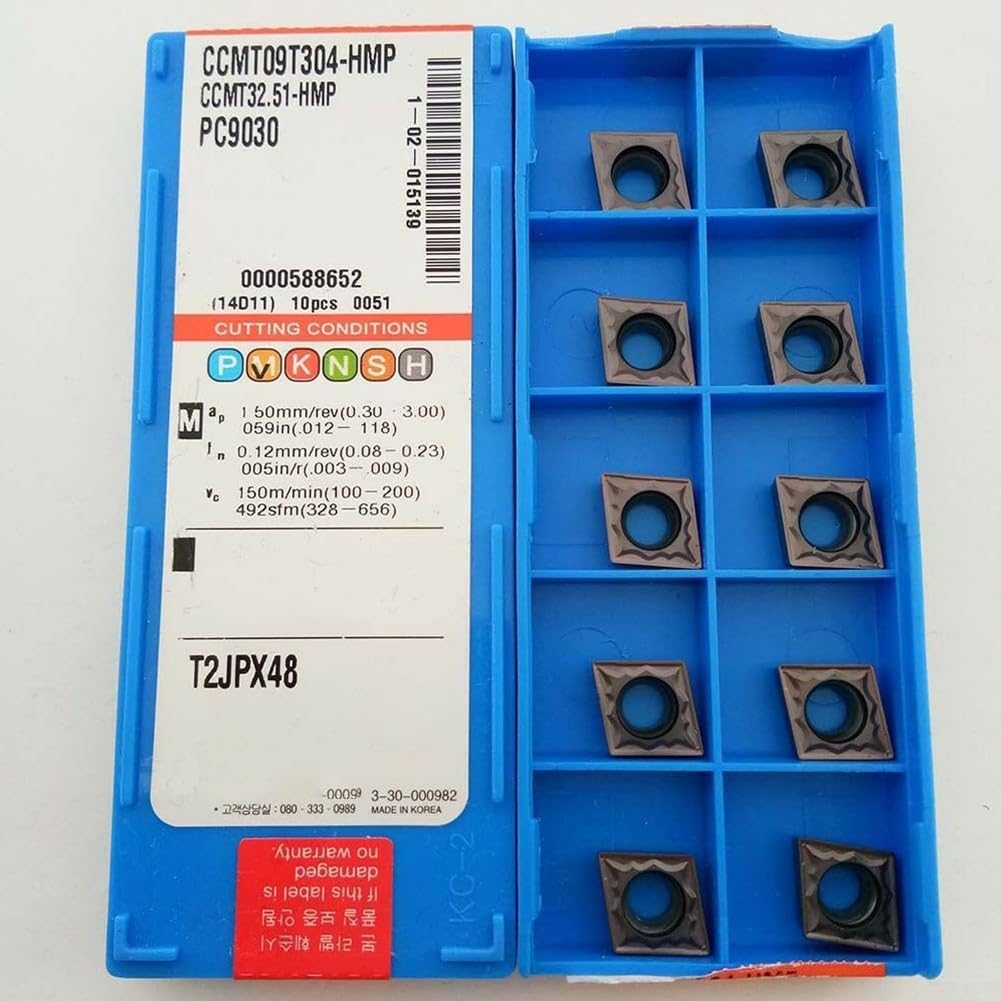 Lot de 10 inserts de tournage en carbure CNC indexables CCMT09T304-HMP PC9030, outils de coupe en métal, pour usinage de tour, avec forte résistance et longue durée de vie