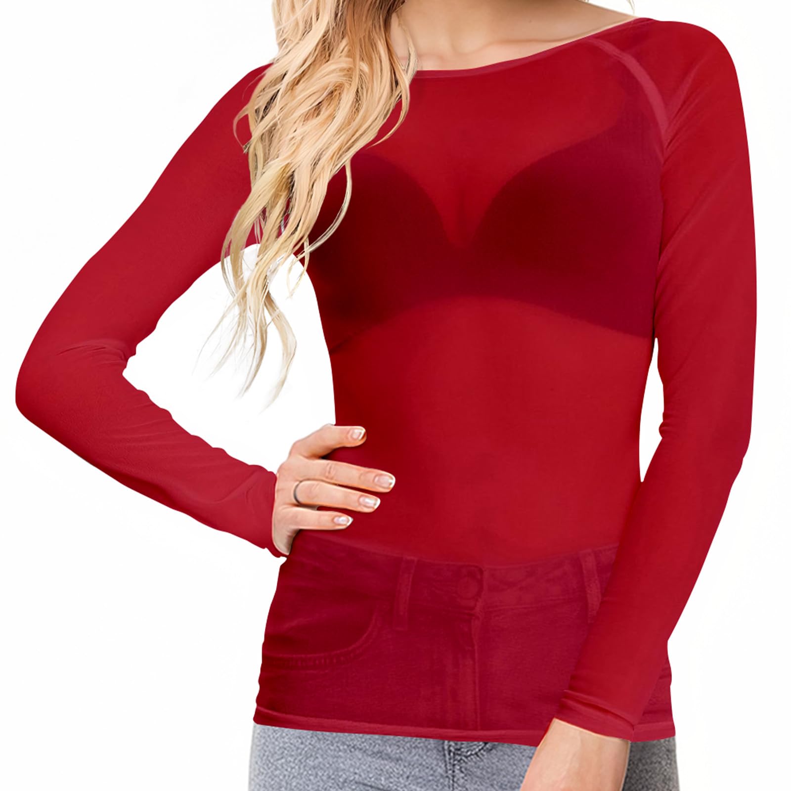 Buauty Sheer Tops for Women,Mesh Fishnet Tops Plus Size,Stylish and Sensational Mesh Blouses for Fashion-Forward Ladies
