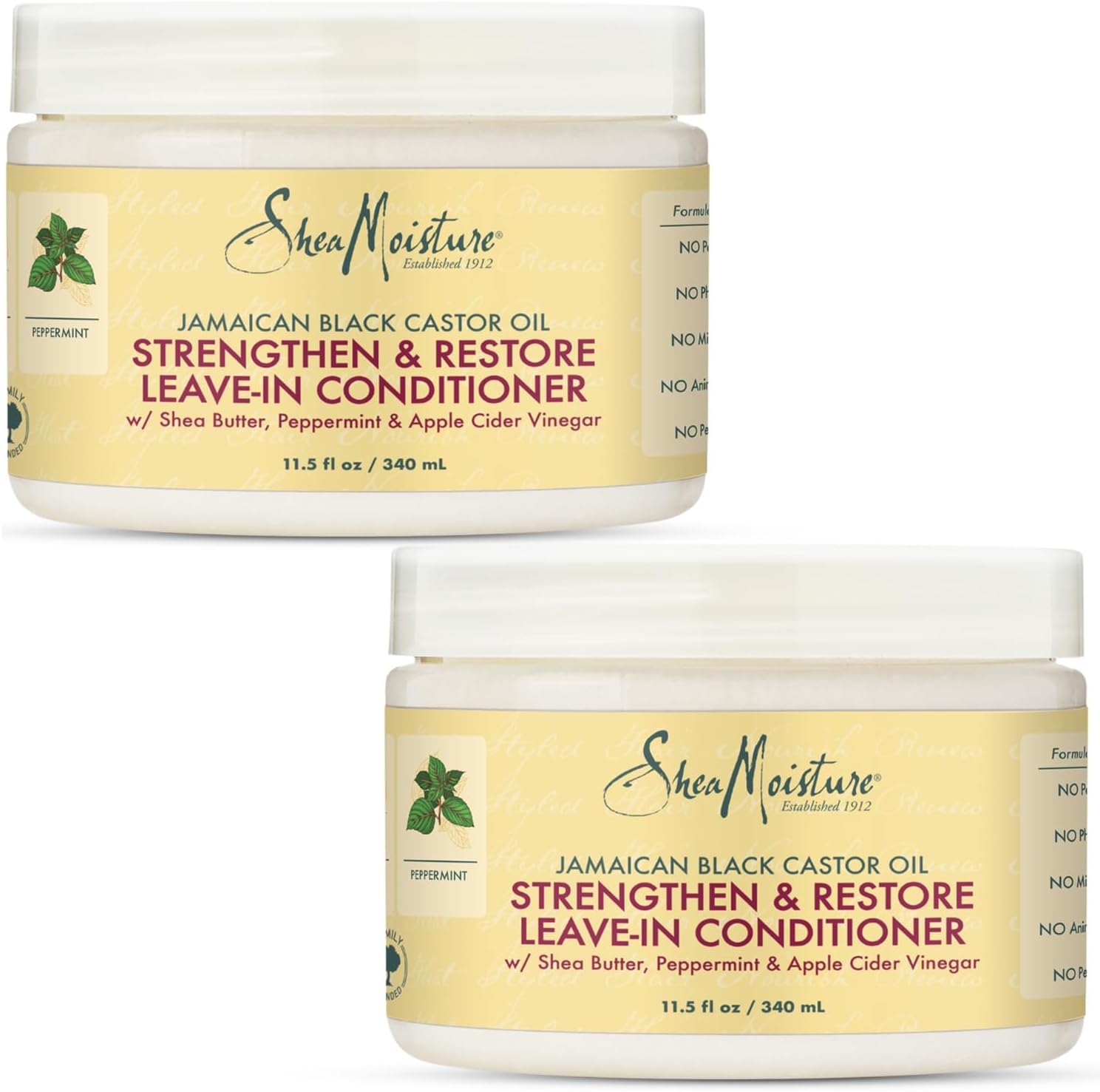 Shea Moisture Leave in Conditioner with Jamaican Black Castor Oil for Hair Growth, Strengthen & Restore, Vitamin E, Curly Hair Products Safe for use on Hair Color, Family Size, 11.5 Oz (Pack of 2)
