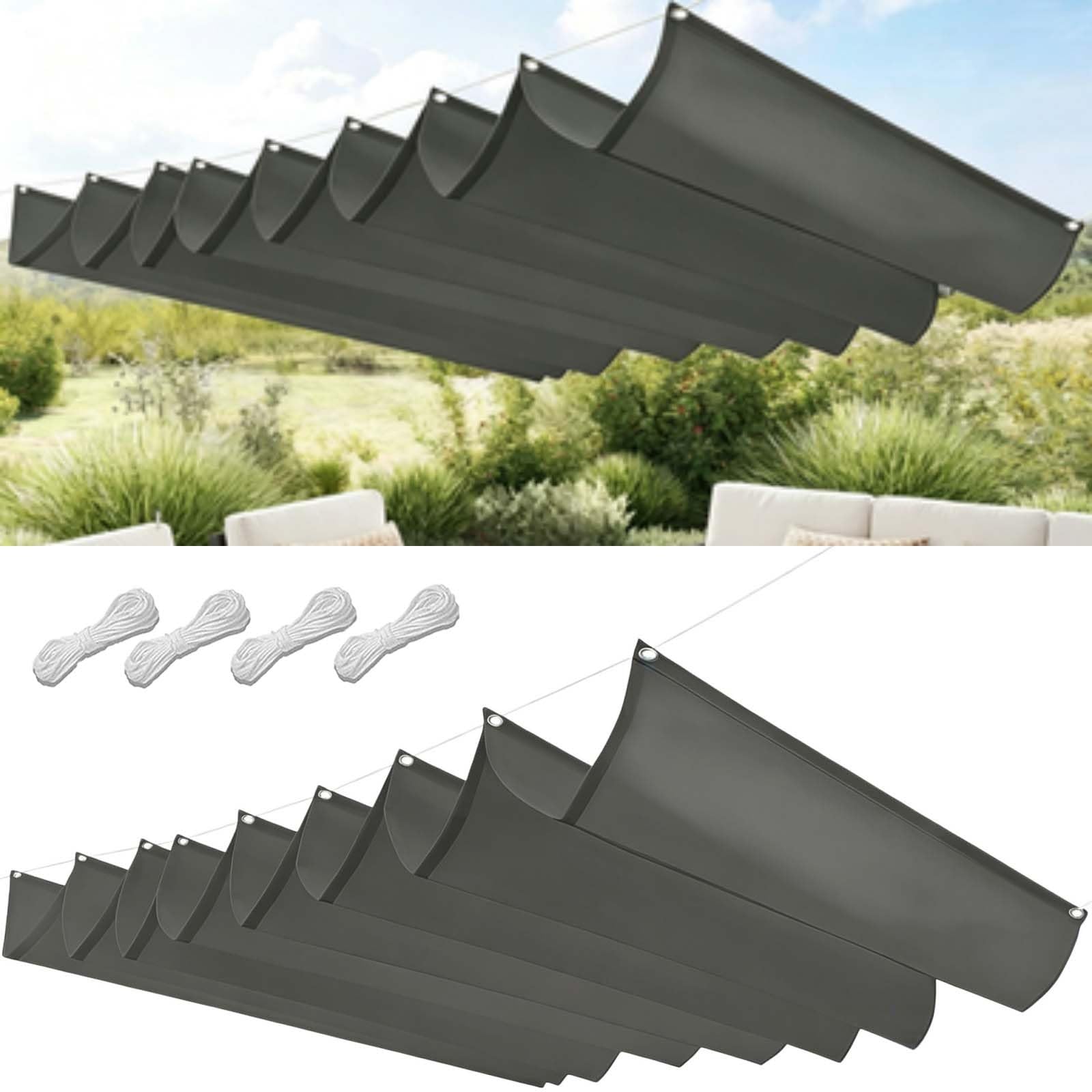 Filet d'ombrage extérieur gris clair 130 x 260 cm pour pergola