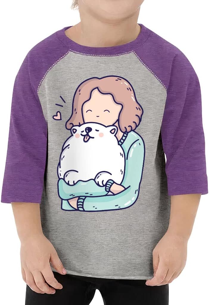 Kawaii Design Toddler Baseball T-Shirt - Cute Print 3/4 Sleeve T-Shirt - Adorable Kids' Baseball Tee
