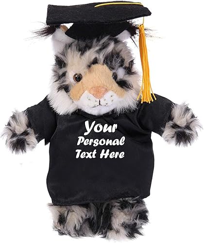 Miniatura 6 de Plushland Juguetes de peluche de peluche, regalo para el día de graduación, texto personalizado, nombre o logotipo de tu escuela en el vestido, lo