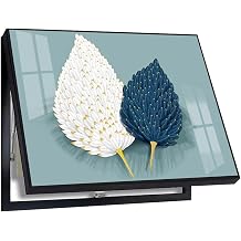 Decorative Electric Fuse Box Cover, Hidden Wall-Mounted Breaker Box Wall Art, Modern Feather Design Meter Box Decorative Panel for Living Room, Kitchen, Office, or Hotel, 15.7 x 11.8 x 1.57 Inch