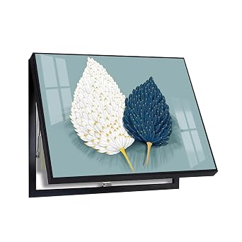 Decorative Electric Fuse Box Cover, Hidden Wall-Mounted Breaker Box Wall Art, Modern Feather Design Meter Box Decorative Panel for Living Room, Kitchen, Office, or Hotel, 15.7 x 11.8 x 1.57 Inch
