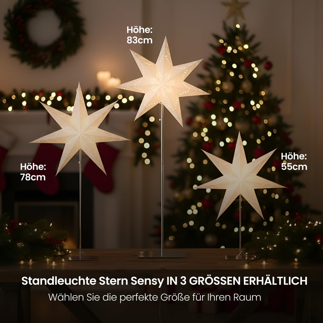Sensy Mini Standleuchte Stern 83 cm - Papierstern mit Metallfuß