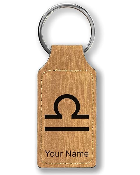 LaserGram Rectangle Keychain, Zodiac Sign Libra, Personalized Engraving Included