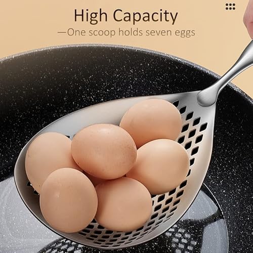 Large Stainless Steel Strainer With Comfort Handle And Hanging Holes,Food Grade Filter Spoon Solid Stainless Steel Strainer Skimmer Ladle For Kitchen Cooking Draining And Frying Pasta Strainer Spoon #TOP1