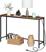 Vista 9 de HOOBRO 47.2" Console Table with Power Outlets and USB Ports, Sofa Narrow Entryway Table with Charging Station, Behind Couch Table, Hallway, Foyer