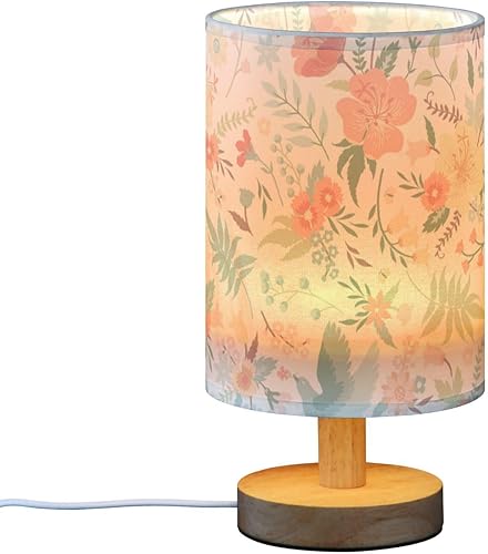 Lámparas de dormitorio, lámparas de sala de estar, cilíndrico, lindo, pájaros, flores, lámpara de mesa para dormitorio de niños