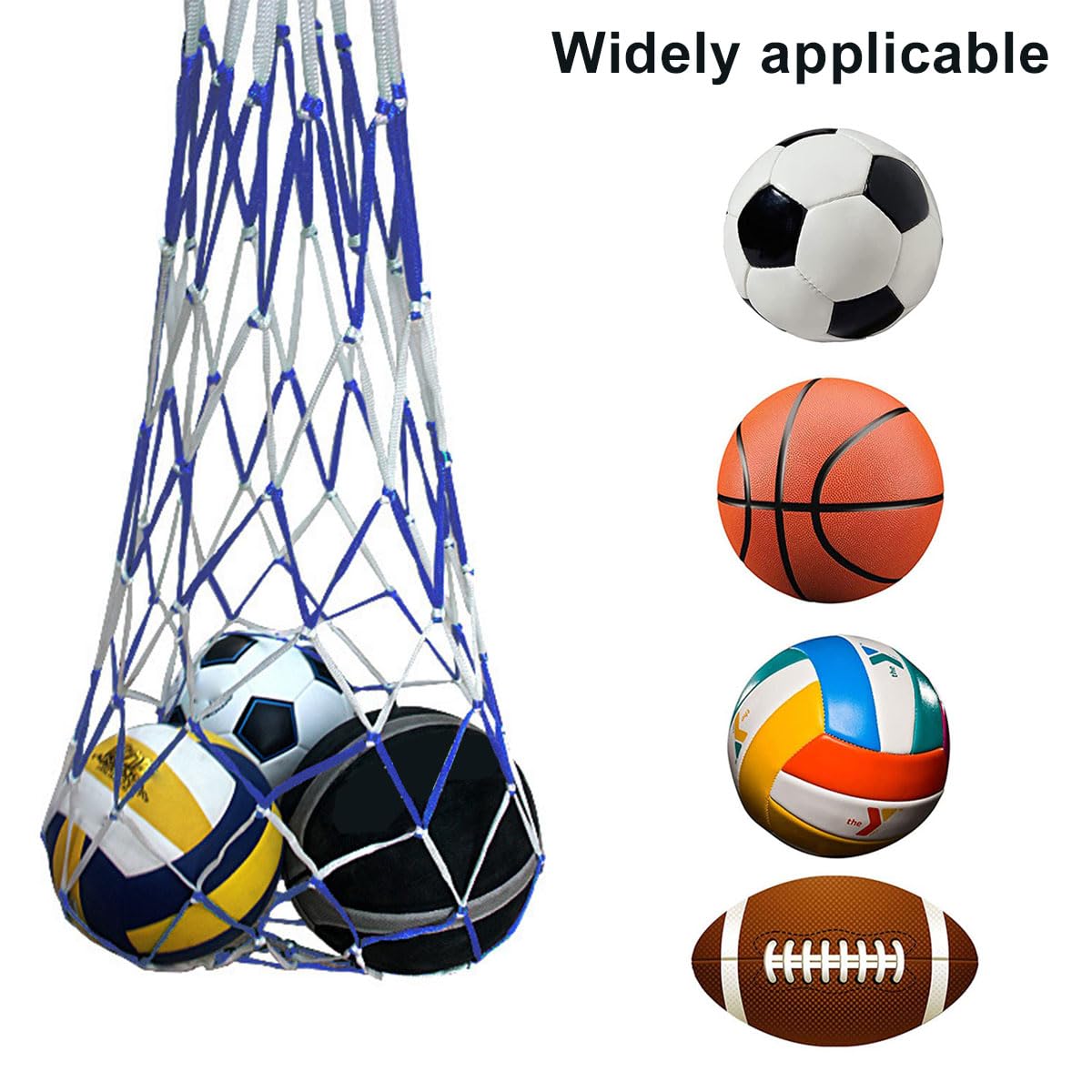 Sacca Rete Per Palloni - 2 Pezzi Per Calcio, Basket, Pallavolo - Rosso/Bianco E Blu/Bianco - Foto 3