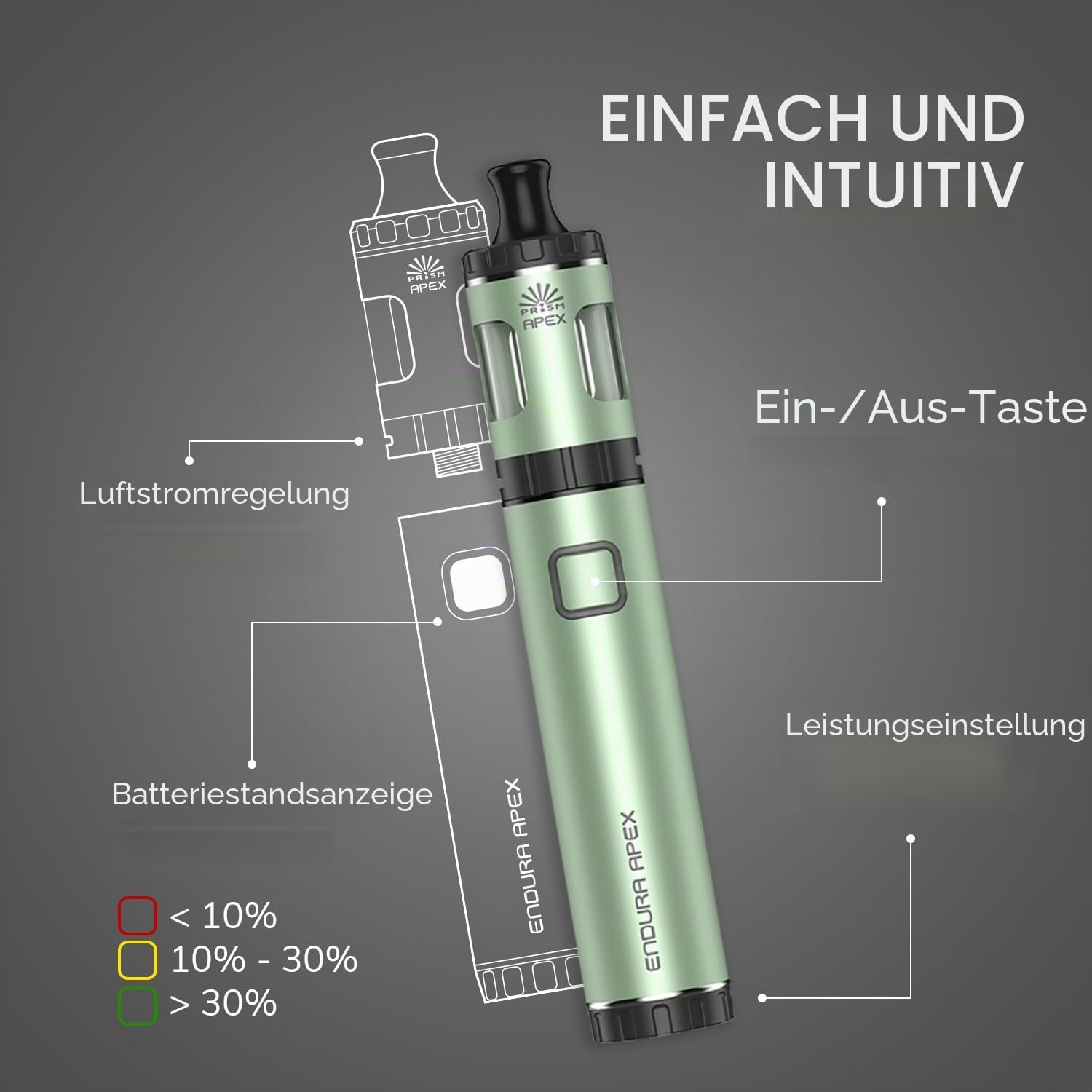 Innokin Endura Apex 3ml 1800mAh Kit inkl. Prism Apex Tank Farbe Blau
