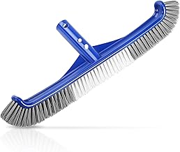 Pool Brush Head, 17" Pool Brushes for Cleaning Pool Walls, Curved Ends High-Efficiency Pool Scrub Brush,Premium Nylon Bristles Pool Brush with EZ Clip