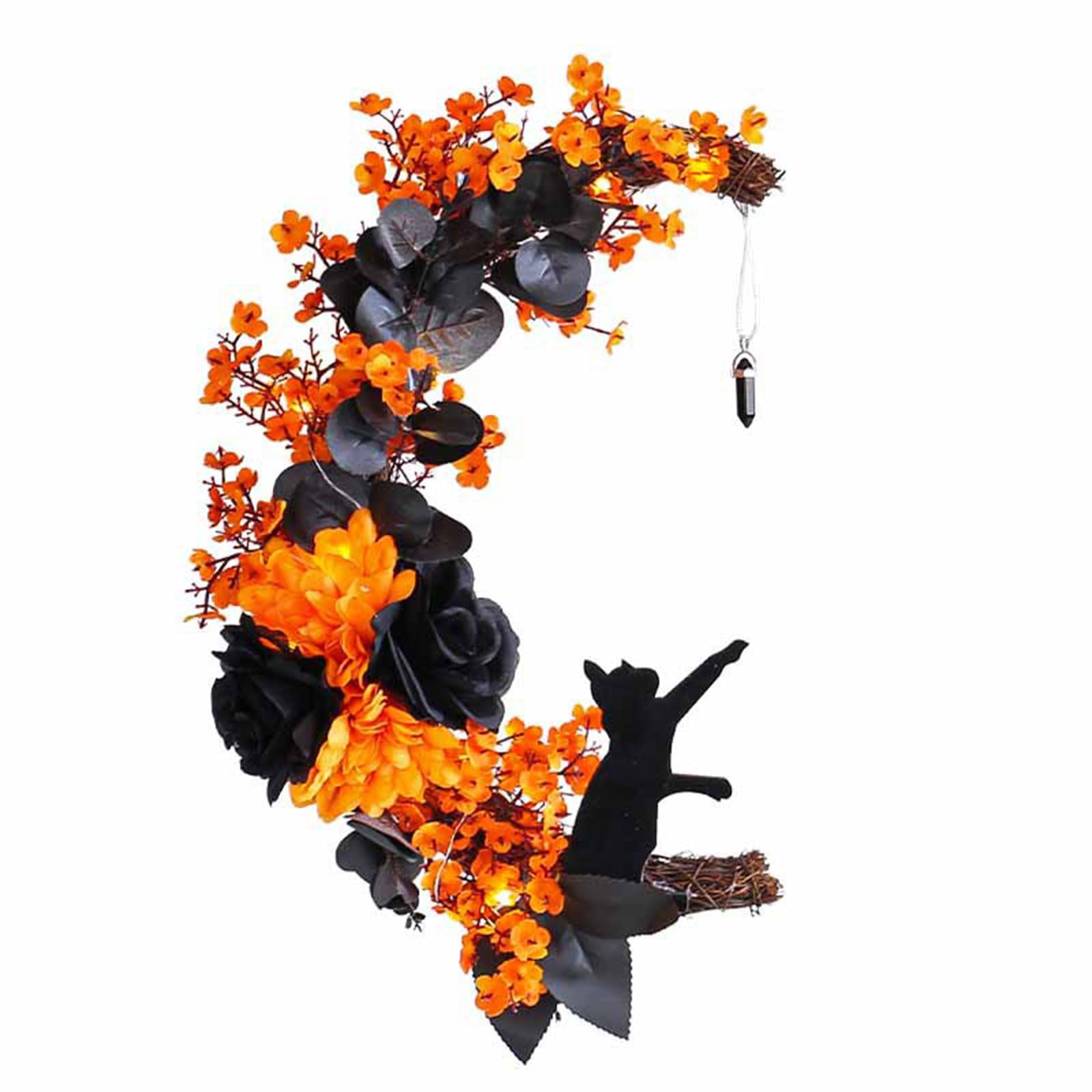 Elnwnnkc Halloween Wreath with Black Wood Wreath Halloween Horror Decorations for Home Party Window Wall Indoor Wreaths