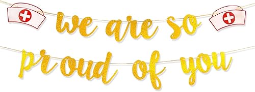 Cartel de graduación con texto en inglés «We Are So Pround Of You» para enfermera, personal médico, enfermera, fiesta de jubilación, fiesta de