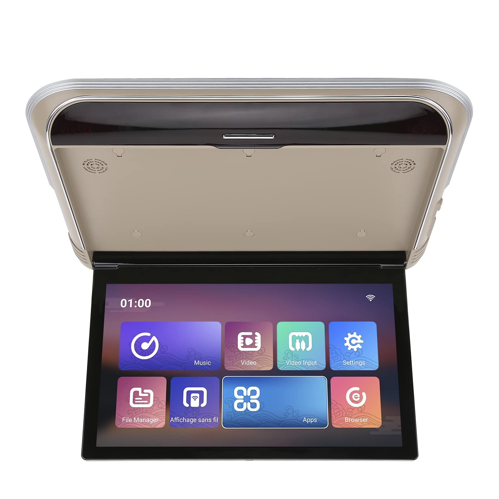 Sorandy 17.3in Flip Down Overhead Multimedia Ceiling Player, 1080P HD USB Digital Car Roof Player Vehicle Overhead Screen Roof Monitor with HDMI Port & 16 Colors Lights