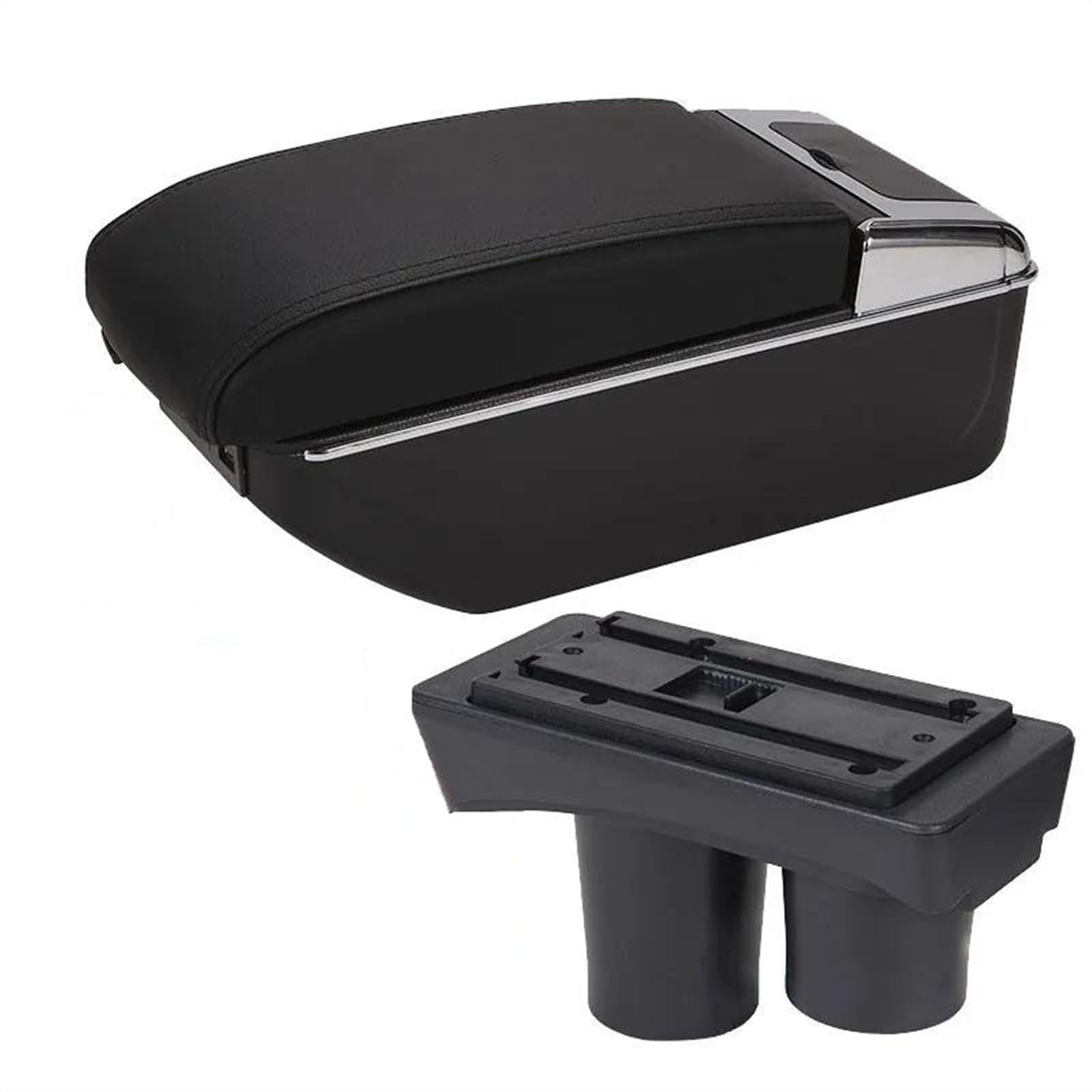 NOHEEU Car Center Console Storage Box Multifunctional Armrest Interior Accessories For Citroen C3 C2(A2 Black line 7USB)