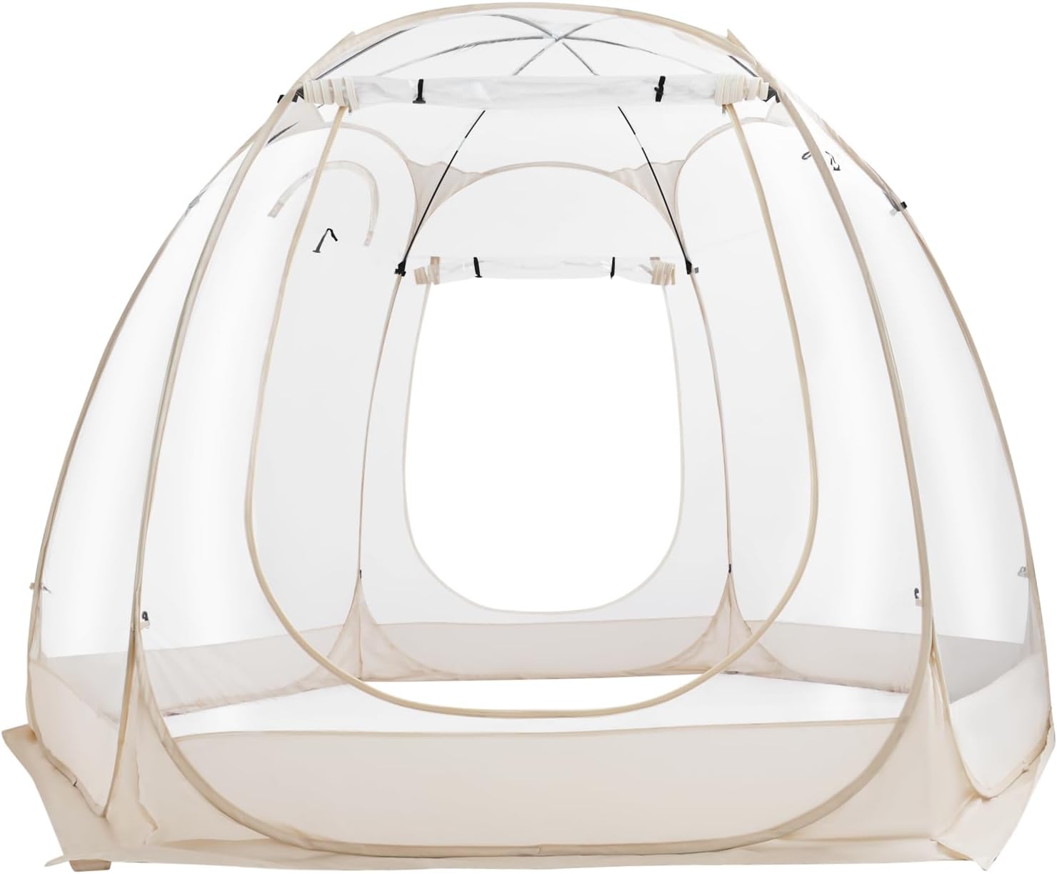 Pop Up Bubble Tent, 360° Clear Camping Tent, 9.84x6.73ft Portable Camping Screen House Withstand Wind Speeds of 5-6 Levels, Rollable Door Curtain, Double-Headed Zippers, 4 Hooks, Storage Bags