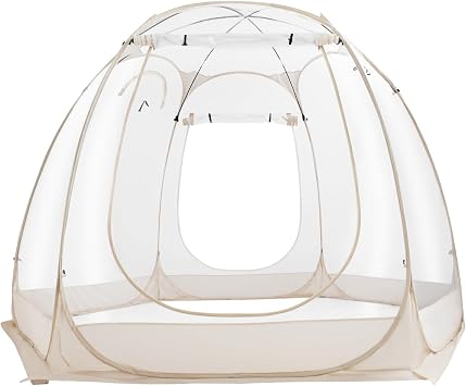 Pop Up Bubble Tent, 360 Clear Camping Tent, 9.84x6.73ft Portable Camping Screen House Withstand Wind Speeds of 5-6 Levels, Rollable Door Curtain, Double-Headed Zippers, 4 Hooks, Storage Bags