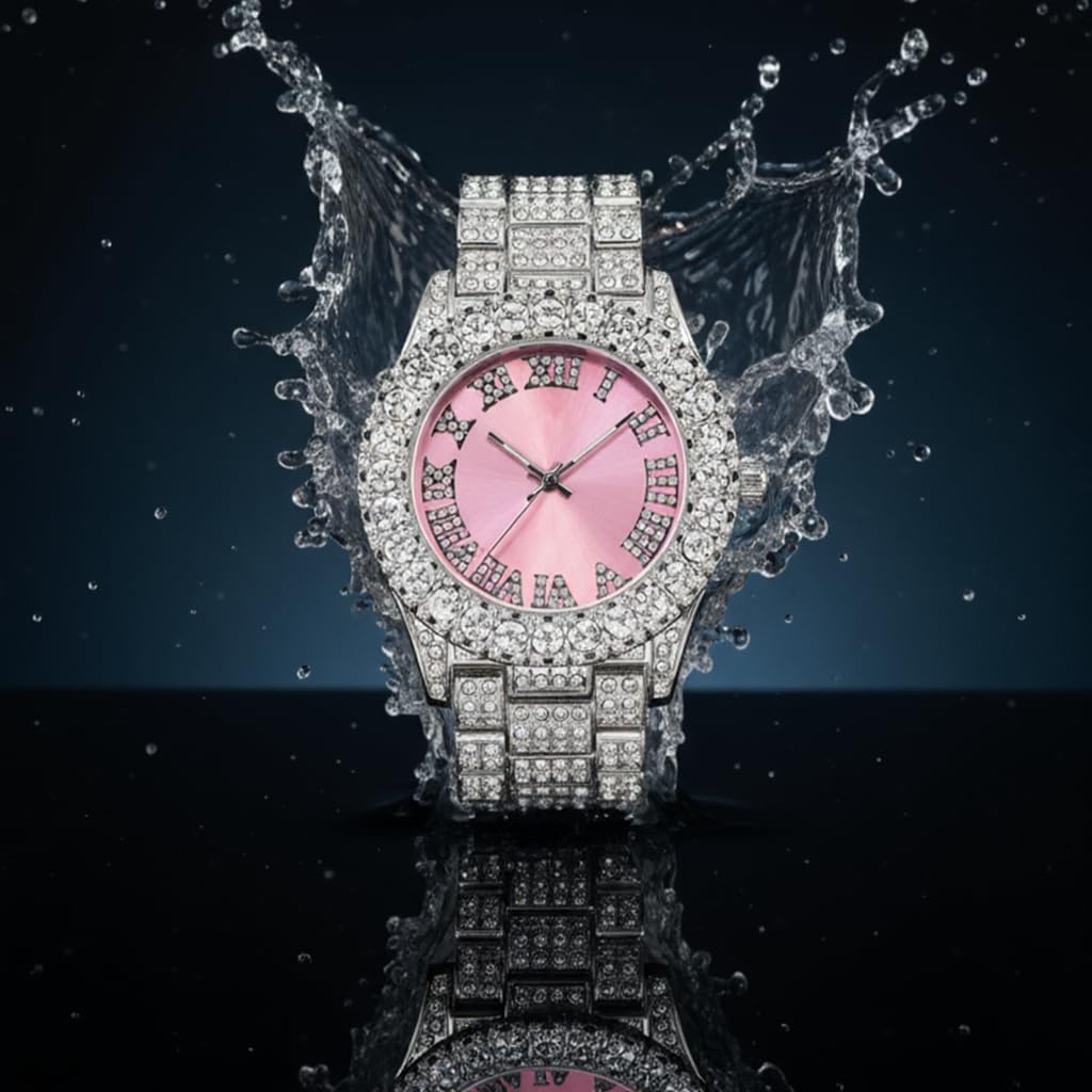Techno Pave Womens 44mm Iced Solitaire Bezel Watch
