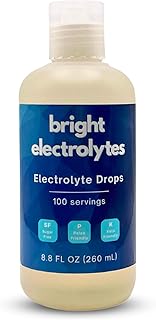 Bright Electrolyte Drops, Liquid Hydration, Zero Sugar, Unflavored with Sodium, Magnesium Gluconate, Potassium, Trace Minerals, Keto, Fasting, Paleo Support, 8.8 fl oz Family Size