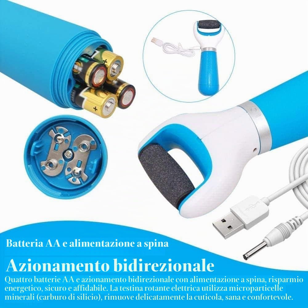 Rimozione elettrica Liscia del callo, Ricarica USB a Doppio Uso/Batteria, Lima per Piedi, raspa per la rimozione della Pelle Morta e riduzione del callo, Pedicure W