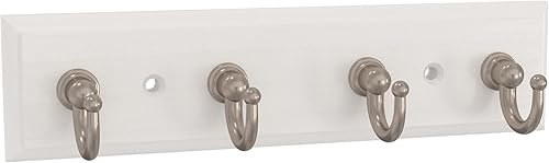 Franklin Brass B46711K-PMN-R - Riel de llave blanco puro de 7 pulgadas, 4 ganchos de níquel