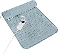 vilicert Heating Pad for Period Cramps & Back/Neck Pain Relief | 6 Heat Levels, 4 Timers, Moist/Dry Heat, Machine Washable, Gray