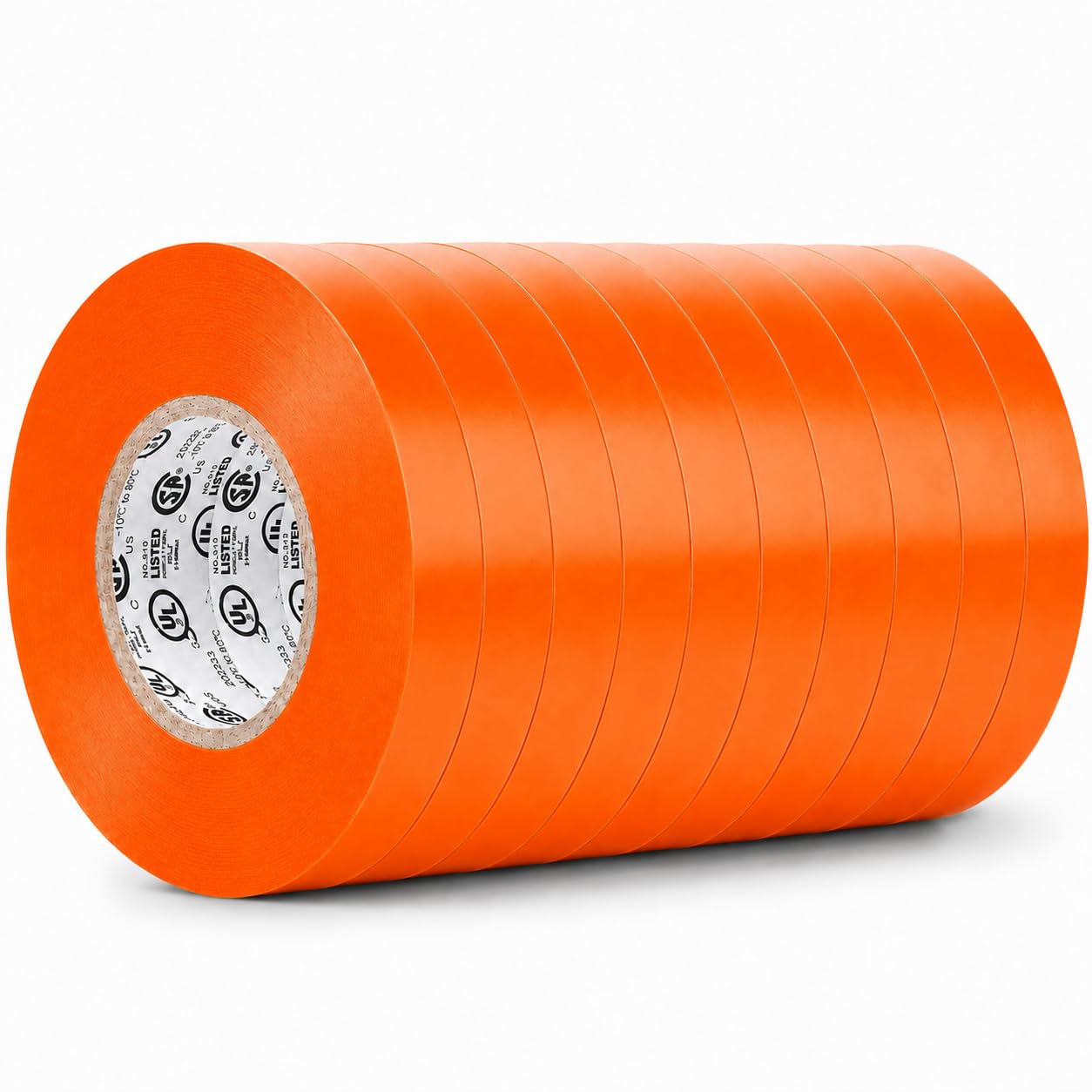 GGR Supplies EL-766AW Orange General Purpose Electrical Tape, 3/8 Inch x 66 Feet, 7 Mil PVC, UL/CSA Listed Core, 600V Flame-Retardant Insulation for Wire Splicing, Bundling &amp; Color Coding, Pack of 10