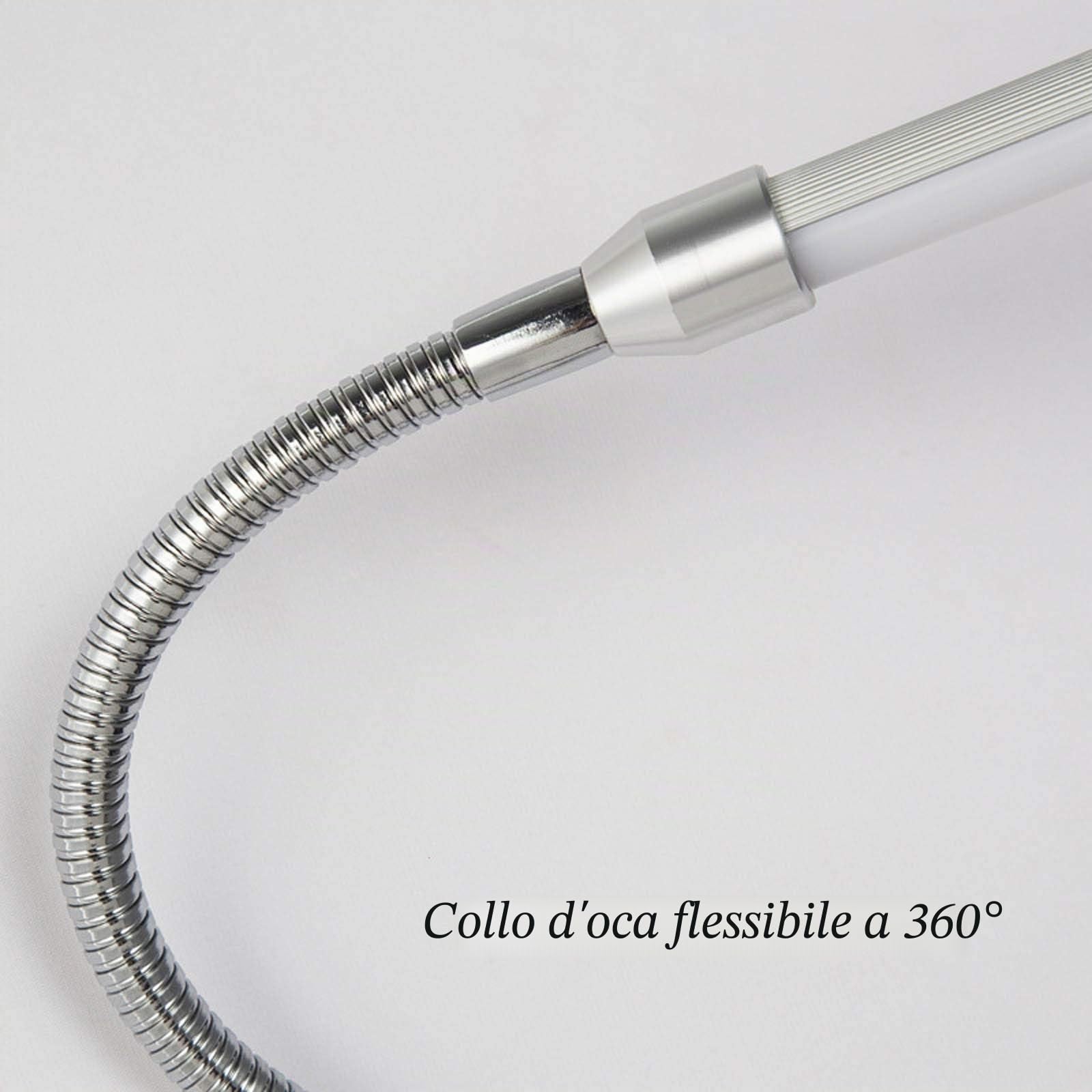 Lampada da Parete Interno Moderno 6W LED con Interruttore,Studio Lampada da Muro Regolabile Braccio Flessibile Argento Applique da Parete per Soggiorno Corridoio Bagno,4500k,Wireless