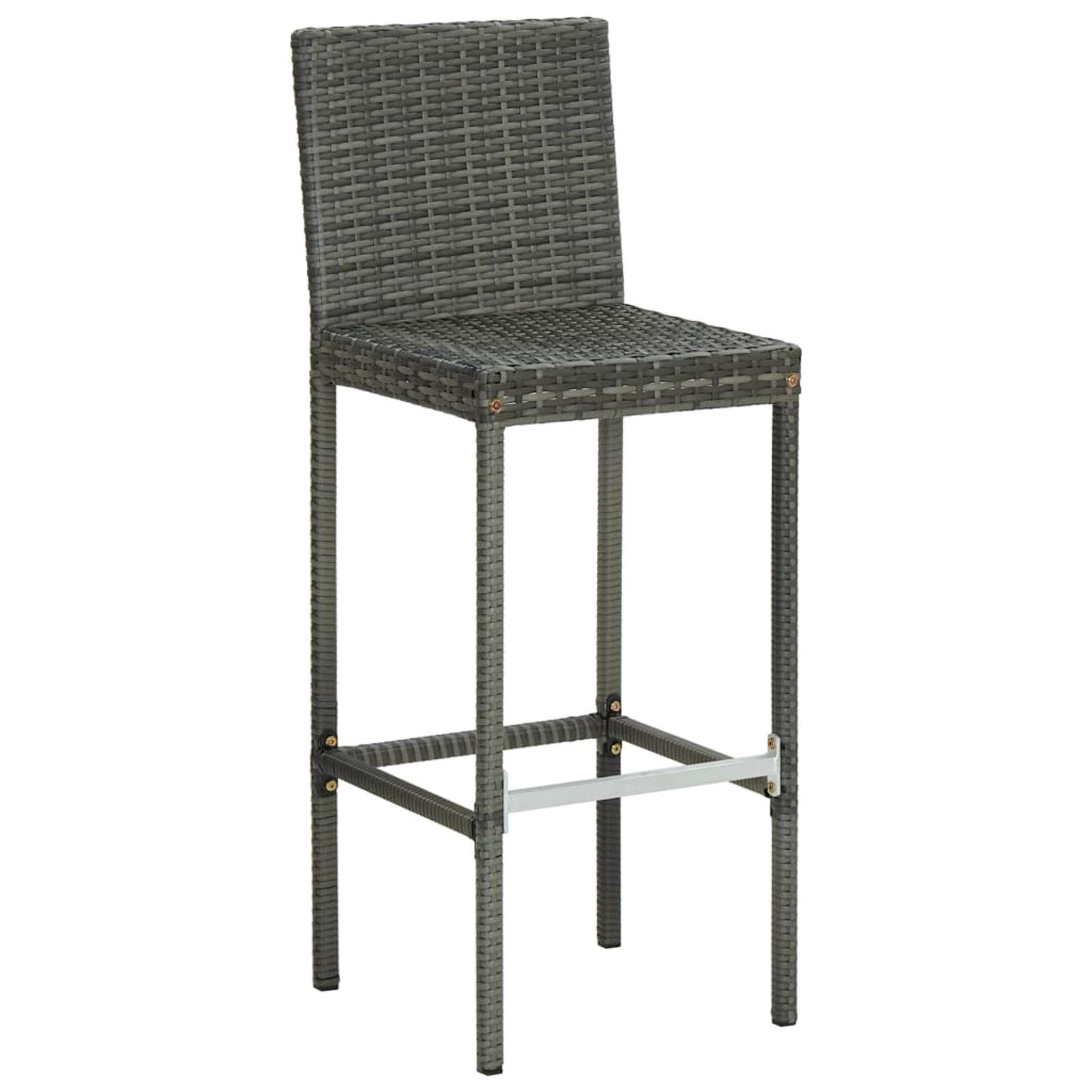 Homgoday Taburetes de bar con cojines, 2 unidades, gris de poliratán, silla de oficina, silla de oficina, silla de escritorio para salón o dormitorio
