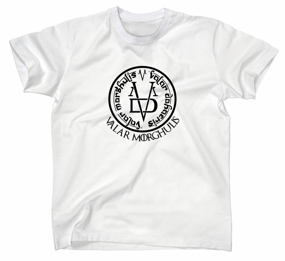 Styletex23 Men's White Valar Morghulis T-Shirt, L,