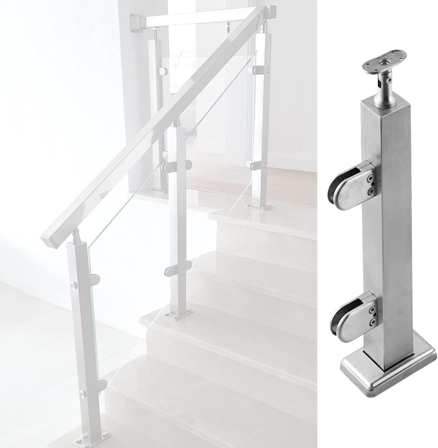 Poteau de balustrade en acier inoxydable et colonne de clôture en verre de loft