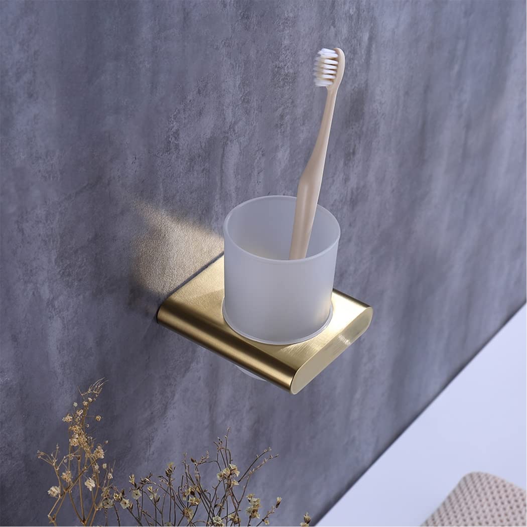 WRIST Zahnbürstenhalter, Wandmontierter Zahnbürstenbecherhalter Mit Schrauben Zahnbürstenhalter Aus Edelstahl Und Milchglas Für Das Badezimmer,Schwarz