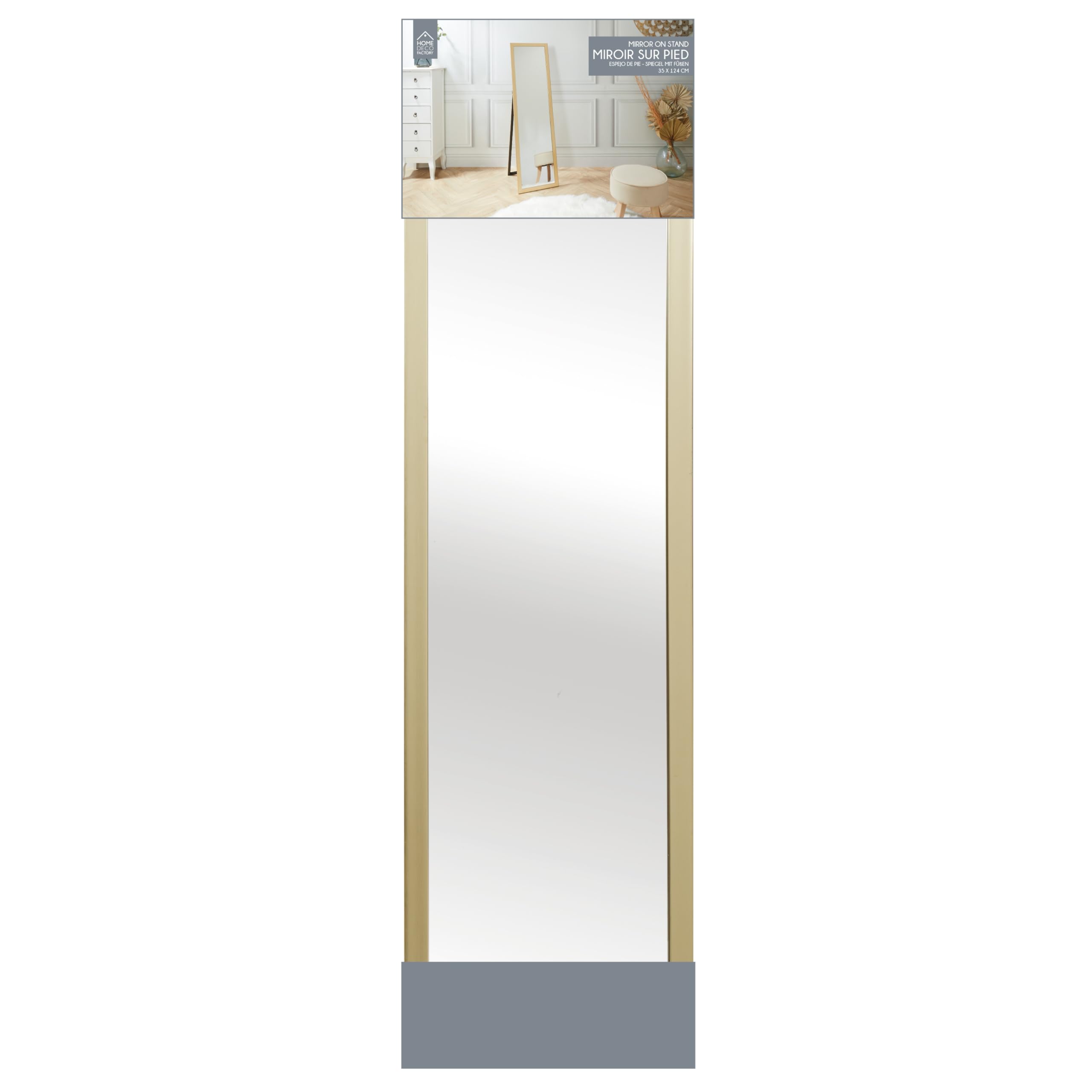Miroir sur Pied Doré 124 cm, Design Raffiné pour Salon, Chambre ou Bureau
