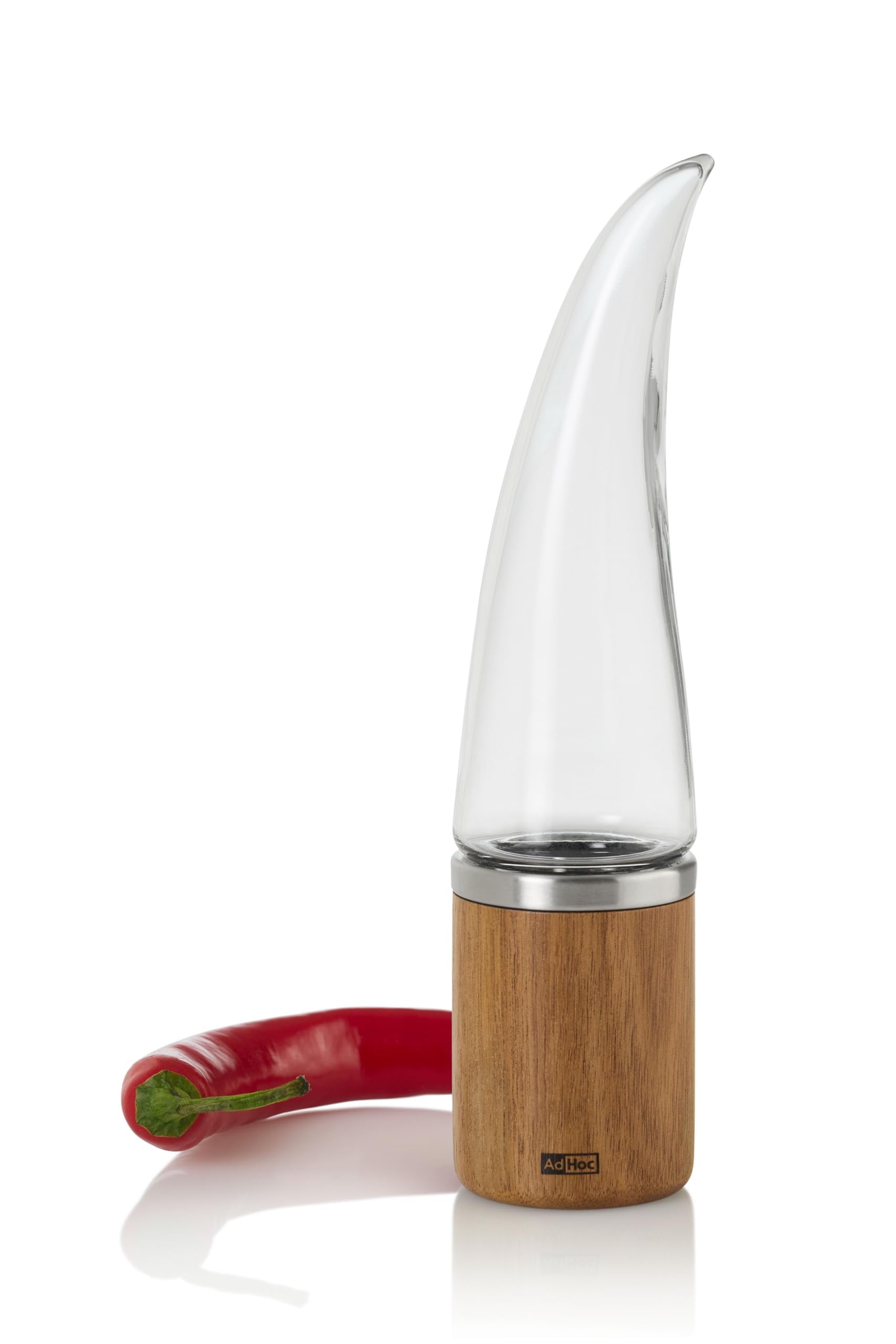 AdHoc Peperone, tagliapasta per peperoncino, in legno di acacia/acrilico, tecnologia PreciseCut, per erbe secche e spezie, 22 cm
