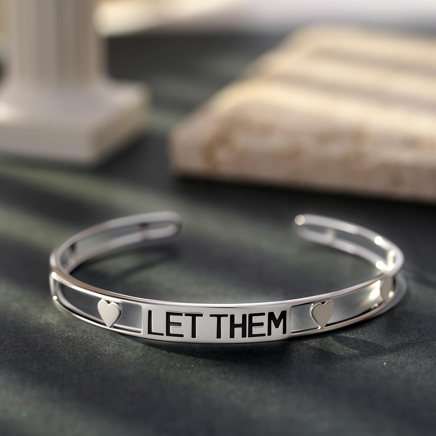 Let Them Bracelet 925 Sterling Silver Hope Bracelet for Women Inspirational Gift Self Worth Motivation Cuff Bracelet Adjustable Friendship Jewelry Encouragement Gift to Friends - Image 3