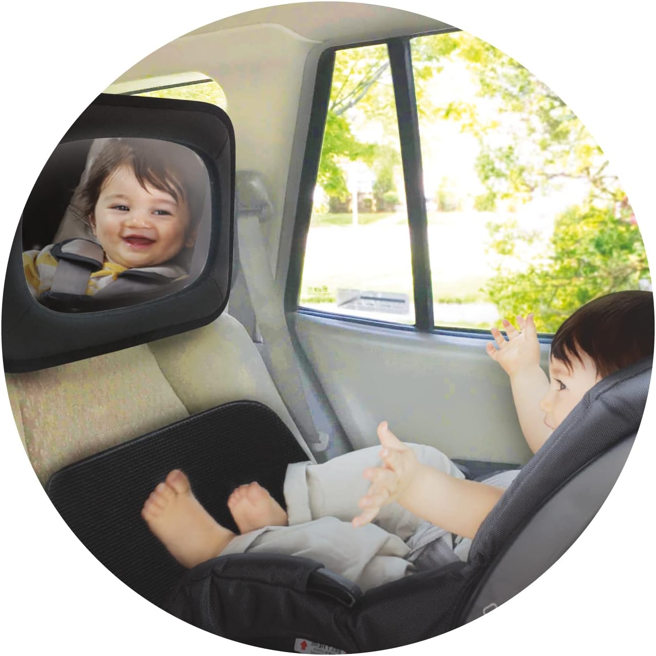 Nuby Shatterproof Rear Facing Backseat Baby Mirror, Black